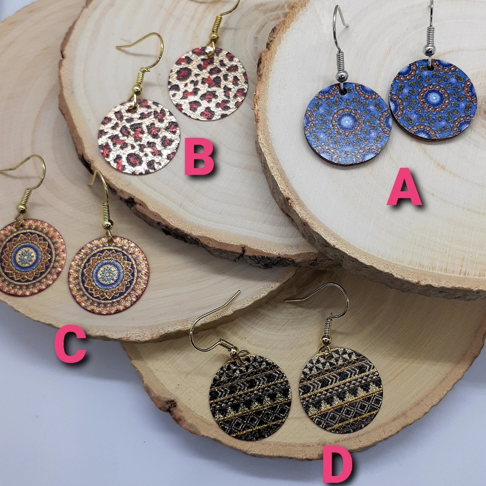3/$20 Mandala charm earrings